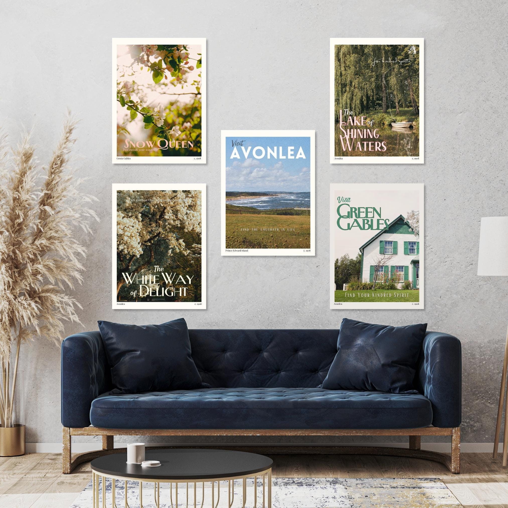 Anne of Green Gables Downloadable Travel Poster Pack. Vintage aesthetic Anne Shirley prints. Avonlea inspired decor for readers. Bookish art