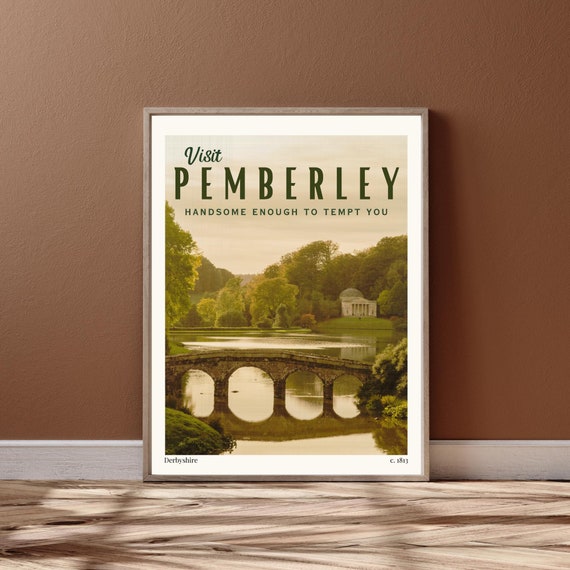 Pemberley Travel Poster: Pride & Prejudice Vintage Decor - Etsy Pemberley Travel Poster: Pride & Prejudice Vintage Decor - Etsy