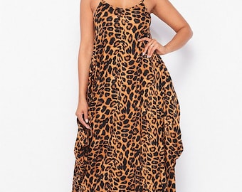 knee length dresses for ladies Leopard Print Lapel Long Sleeve Pockets Shirt Women Maxi Dress – Come4Buy  eShop main image 1