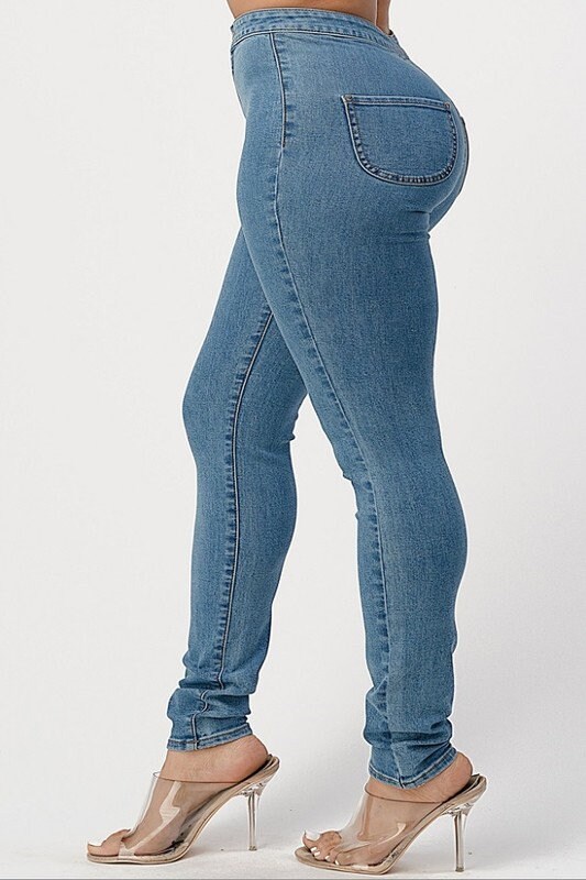 Women Plus Size High Waist Skinny Jeans