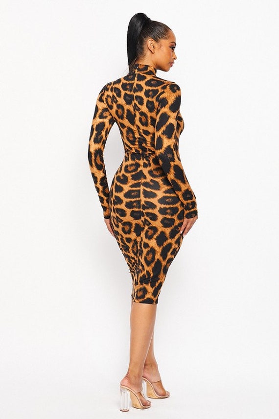princess polly baby blue dress Black Leopard Print Bodycon Midi Dress