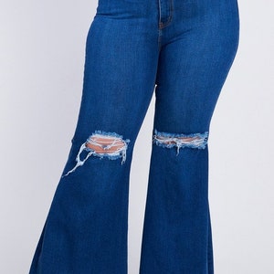 Distressed Bell Bottom Flare Jeans