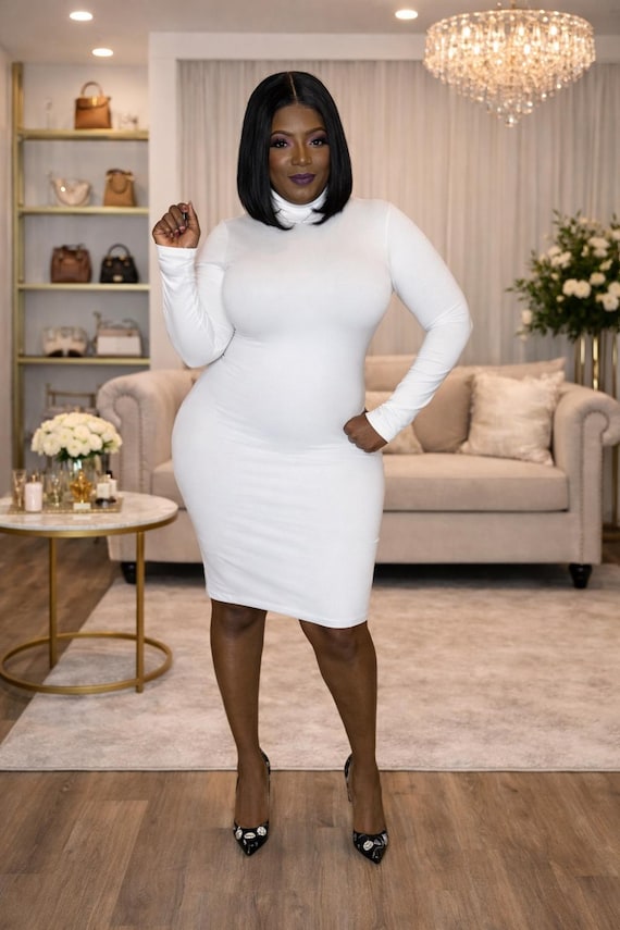 blue dress for baby girl Final Sale Plus Size Halter Bodycon Dress with Bottom Fringe in Black