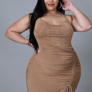 Crush Dress Ruched Halter Dress(Plus Size)