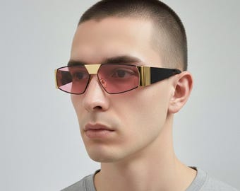Vintage-Sonnenbrille aus den 80er-Jahren – Gianfranco Ferré – Goldene geometrische Schild