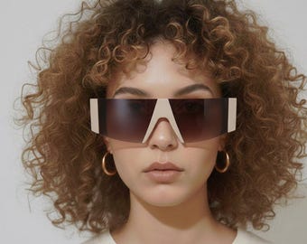 Gafas de sol vintage de los años 80 – Renato Balestra – Escudo marfil futurista