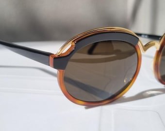 Vintage-Sonnenbrille aus den 90er-Jahren – Casanova Dolce Vita – Gold, Schildpatt, oval