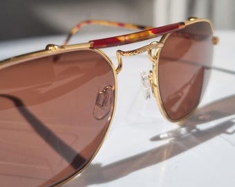 Vintage-Sonnenbrille aus den 80er/90er Jahren – Metropolis – Goldene Doppelsteg-Aviator-Brille