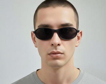 Vintage-Sonnenbrille aus den 90ern – Polizei-Stil – Sport-Wraparound