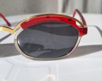 Vintage-Sonnenbrille aus den 90er-Jahren – Casanova Dolce Vita – Rotgoldene ovale Sonnenbrille