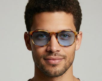 Vintage-Sonnenbrille aus den 1980er-Jahren – Le Club – Schildpatt-Acetat mit blauen Gläsern