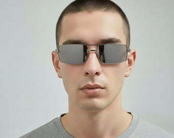 Vintage-Sonnenbrille aus den 2000er-Jahren – Sisley – Rechteckiges Metall