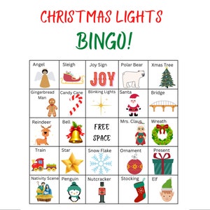 Christmas Lights Bingo Cards/ Printable Christmas Bingo Game/ Holiday ...
