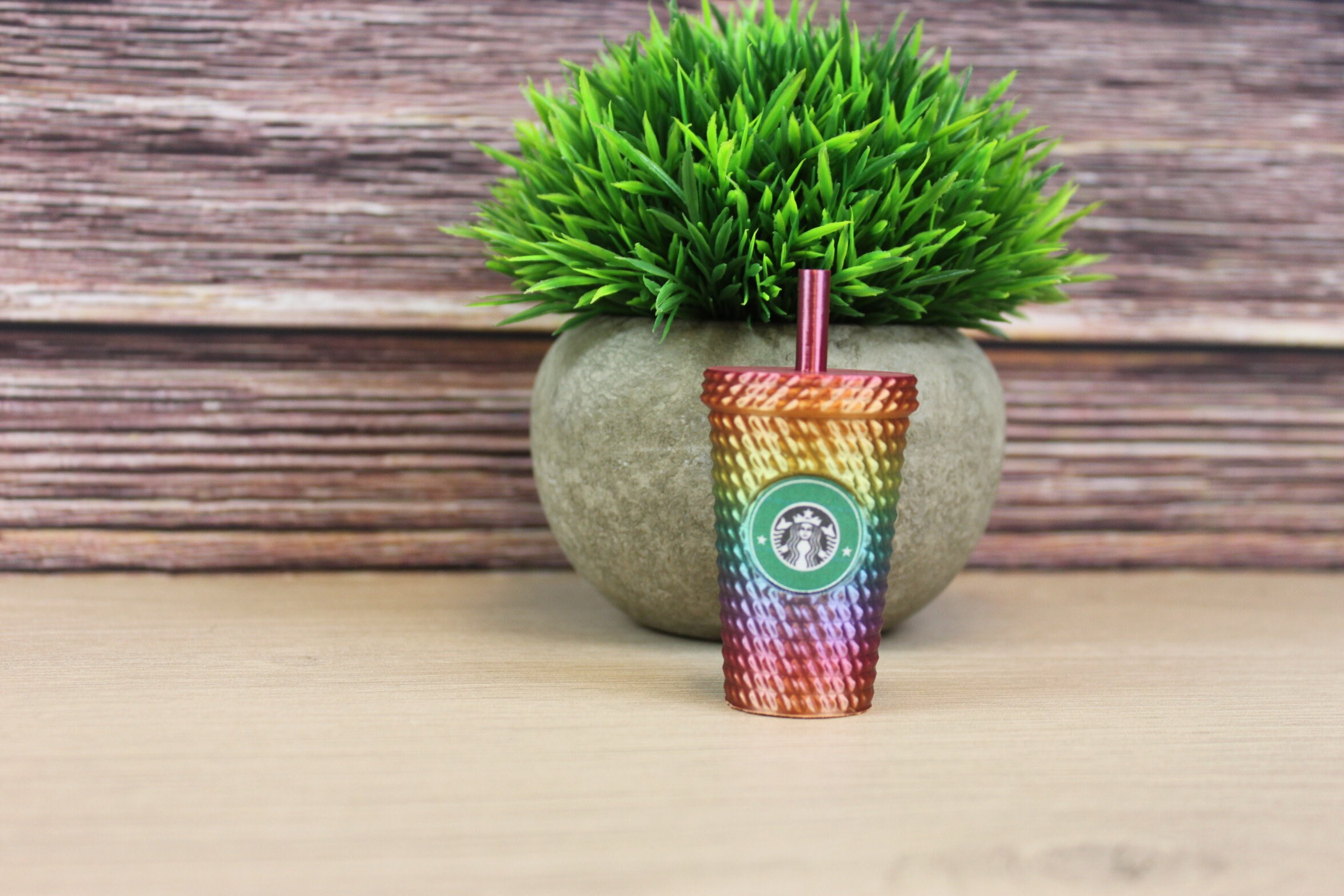 Rainbow Starbucks Keychain Spikey Tumbler Etsy