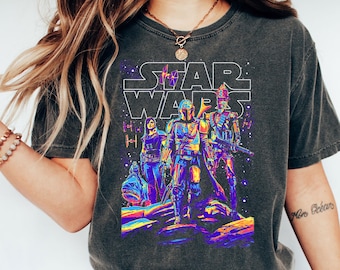 Retro Star Wars The Mandalorian Shirt, Din Djarin Cara Dune & IG-11 Shirt, Disney Star Wars Movie Shirt, Disney Family Shirt ,