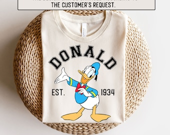 Camiseta vintage del pato Donald, camiseta de Disney Donald, camiseta del personaje del pato Donald, camiseta divertida del pato Donald, camiseta del pato Donald para niños, camiseta de Donald