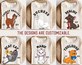 The Aristocats Shirt, Disney The Aristocats Est 1970 Shirt, Disney Cats Shirt, Duchess Shirt, Marie Shirt, Thomas O'malley Tee, Berlioz Tee