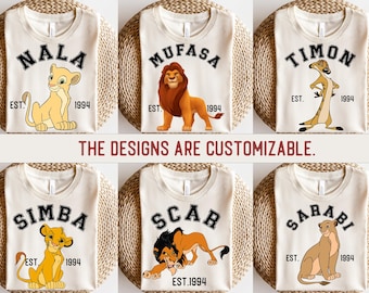 The Lion King Matching Shirts, Lion King Character Tee, Mufasa Shirt, Nala Simba Shirt, Scar Shirt, Sarabi Shirt, Rafiki Shirt, Pumpaa Shirt