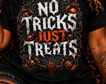 Halloween PNG Geen streken, alleen lekkernijen Gotisch snoepontwerp Halftoon Digitale download