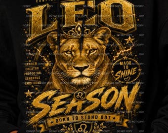 Leeuw Seizoen Goud Halftone PNG, Leeuw Zodiac Shirt Transfer (Digitale Download)
