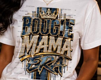 Bougie Mama PNG, luxe T-shirtontwerp met strasssteentjes voor moeders, glamoureuze Moederdagafbeelding, digitale download