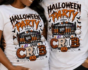 Halloweenfeestje bij ons thuis PNG, grappig ontwerp voor een sweatshirt, digitale download