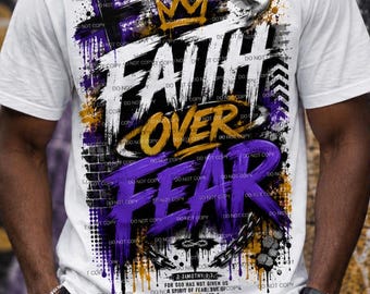 Geloof overwint angst PNG Christelijk graffiti shirt ontwerp digitale download