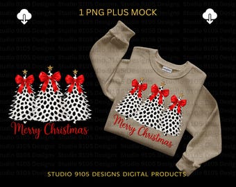 Merry Christmas Polka Dot Tree PNG, Holiday Sublimation (Digital Download)