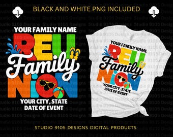 Wasserpark Familientreffen PNG: Individuelles Shirt Design (Digitaler Download)
