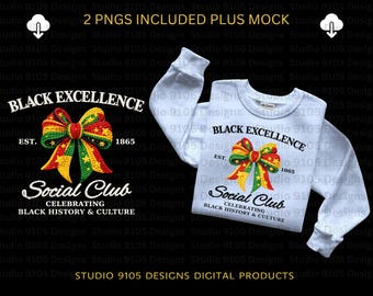 Black Exzellenz Social Club Kunstgarn PNG, Juneteenth Design (digitaler Download)