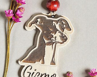 Adorno de galgo, adorno para coche, adorno de raza de perro, regalo personalizado para perro, recuerdo conmemorativo para perro, adorno navideño de galgo