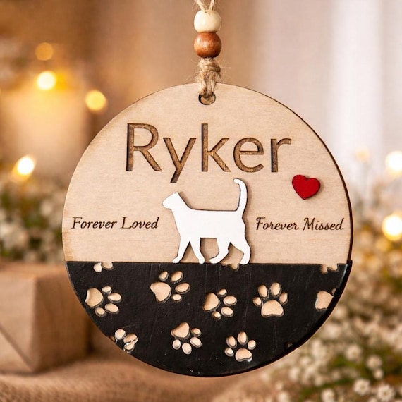 Personalized Cat Memorial Ornament,  Cat Remembrance Keepsake, Pet Sympathy Gift