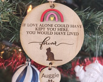 Personalized Cat Loss Ornament, Cat Remembrance Gift, Custom Pet Wood Ornament, Dog Sympathy Gift, Pet Loss Christmas Gift, Pet Grief Gift