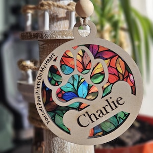 Personalized Dog Memorial Suncatcher, Paw Print Ornament, Remembrance Gift for Dog, Pet Sympathy Gift, Dog Loss, Memorial Keepsake