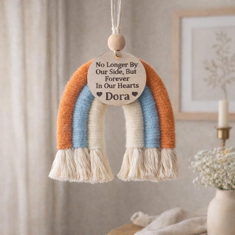 Personalized Pet Memorial Rainbow Ornament, Dog Remembrance Gift, Pet Loss Rainbow Ornament, Pet Bereavement, Rainbow Bridge Memorial Gift afbeelding 2