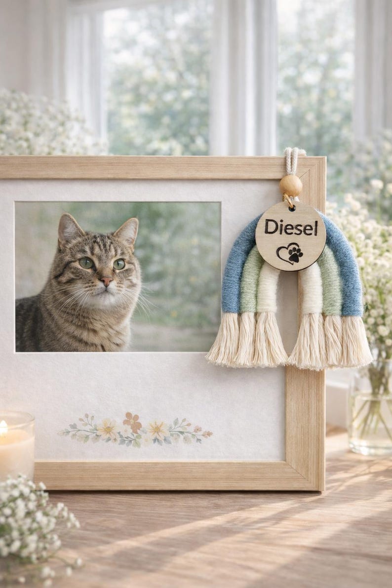 Adorno arcoíris para la pérdida de una mascota, regalo de duelo por una mascota, regalo conmemorativo del Puente del Arcoíris, regalo de recuerdo para una mascota, regalo personalizado para un perro, regalo conmemorativo para un perro imagen 4