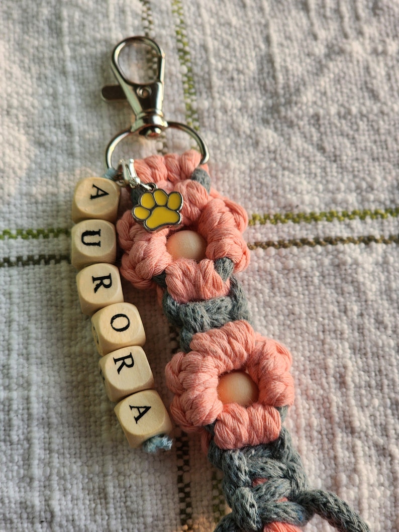 Personalized Pet Keychain, Pet Bereavement Gift, Dog Memorial Gift, Pet Memory Gift, Custom Dog Gift, Dog Remembrance Gift, Macrame Keychain image 4