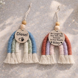 Pet Loss Rainbow Ornament, Pet Bereavement Gift, Rainbow Bridge Memorial Gift, Pet Memory Gift, Personalized Dog Gift, Dog Remembrance Gift