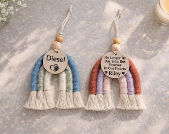 Pet Loss Rainbow Ornament, Pet Bereavement Gift, Rainbow Bridge Memorial Gift, Pet Memory Gift, Personalized Dog Gift, Dog Remembrance Gift