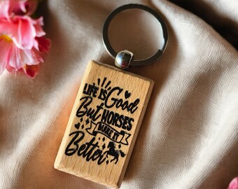 Crazy Horse Lady Funny Horse Keyring, Horse Gift, Horse Lover ...