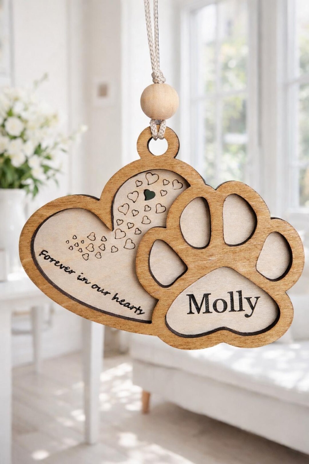 Personalized Pet Memorial Ornament, Dog Paw Print Keepsake, Custom Pet ...