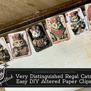 DIY Altered Cat Paper Clips-for Planners, Journals & Crafts - Embrace the Majesty of Regal Cats, Covered Paper Clips with vintage Charm.