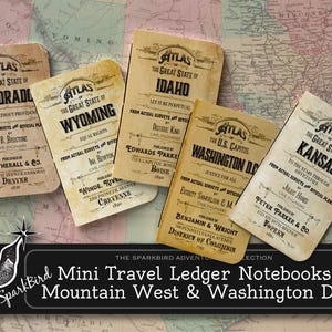 Carnet de voyage aventure avec couverture de cartes vintage pour les États de la montagne ouest des États-Unis, mini cahier de poche bricolage facile, Idaho, Colorado, Wyoming, Montana