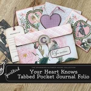 Floral Lace Junk Journal Pocket Inserts, Mini Filer Folders met tabbladen, Shabby Vintage Journal Uitvouwbaar, DIY Instant Download