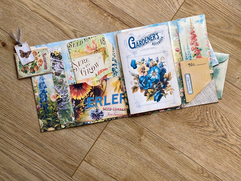 Summer's Garden Junk Journal Insert, Foldout Pocket for Keepsakes ...