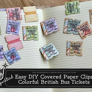 Le migliori graffette e linguette PICCOLE coperte per diari e agende spazzatura 24 biglietti per autobus unici in stile britannico Ephemera Clip alterate facili fai da te
