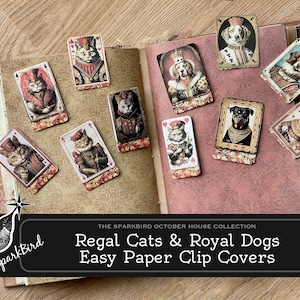 Conjunto de pacotes de clipes de papel alterados para gatos e cães para diários, planejadores. Clipes de papel cobertos FÁCEIS. Presentes DIY para amantes de animais e pessoas que gostam de animais de estimação