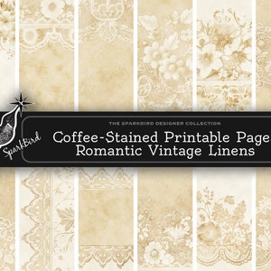 Belle pagine stampabili colorate vittoriane digitali per tè/caffè per diari, effimeri, sfondi, tag, download istantanei