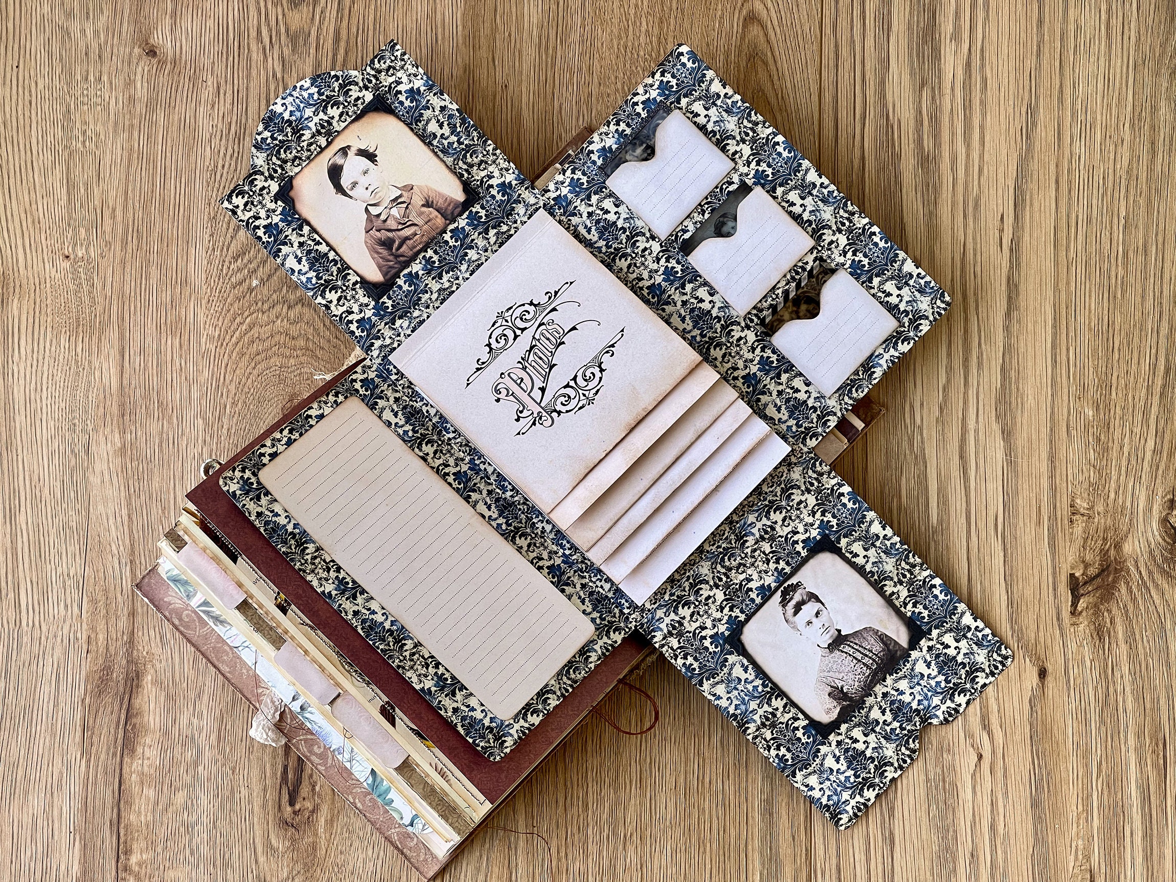 Vintage Photo Album Insert Folio With Flip Out for Junk Journals and ...