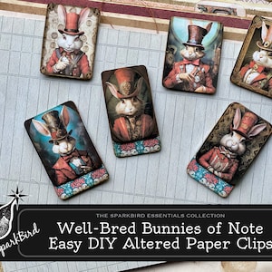 Veränderte Büroklammern Steampunk Hasen. Sofortiger Download für Journals, Planner. Unverwechselbare Note zu Spreads und Ephemera. Einfache Anfänger DIY